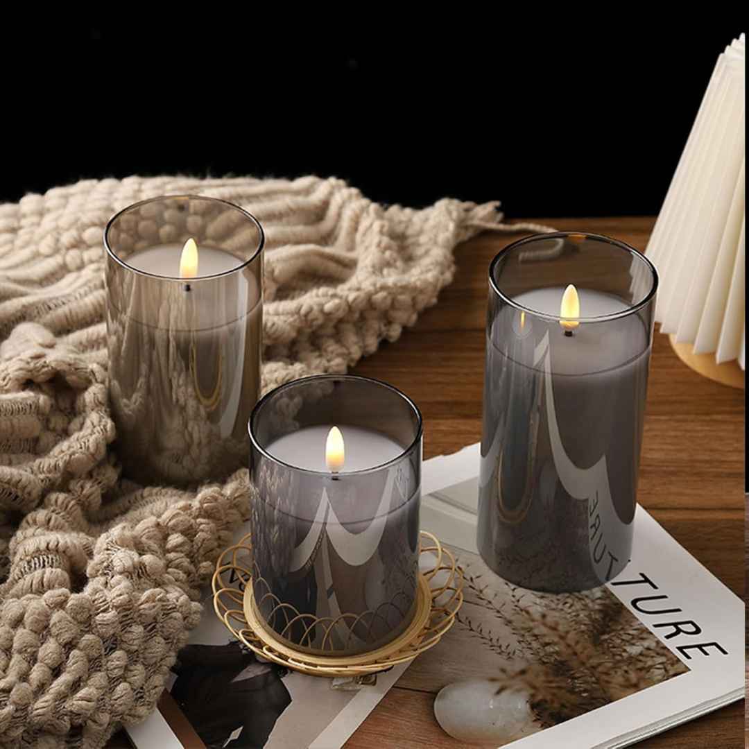 Glass led candle hotsell