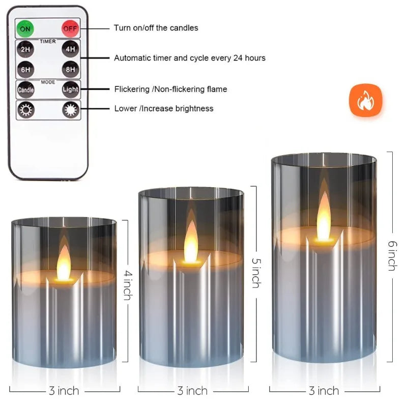 LED Glass Candle Set with Remote Control – Perfect for Christmas, Weddings, and Elegant Home Décor!