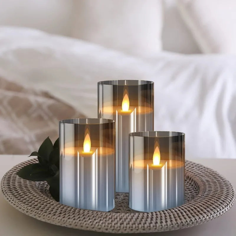 LED Glass Candle Set with Remote Control – Perfect for Christmas, Weddings, and Elegant Home Décor!