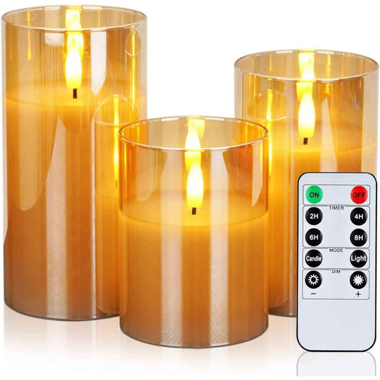 LED Glass Candle Set with Remote Control – Perfect for Christmas, Weddings, and Elegant Home Décor!