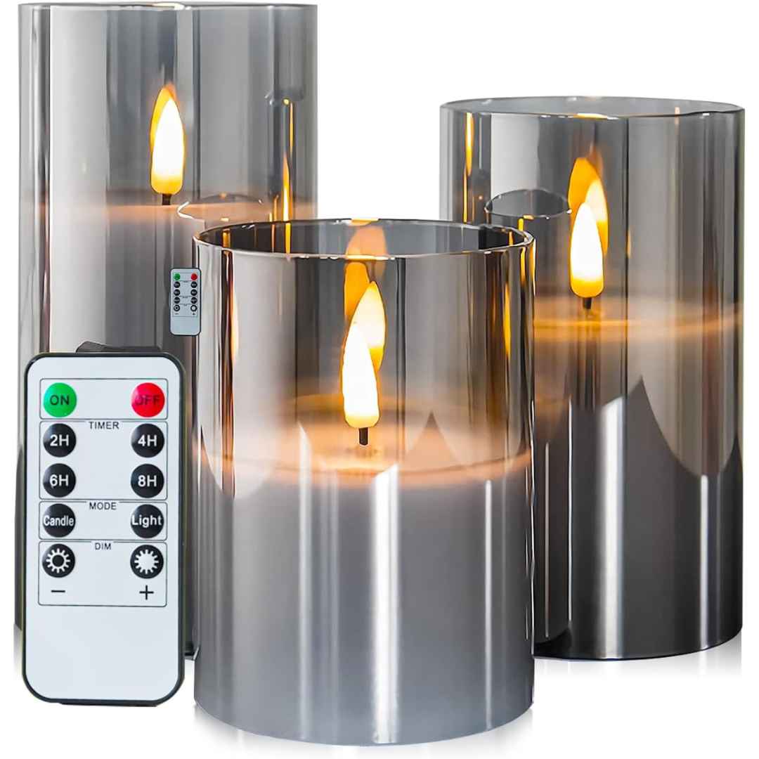 LED Glass Candle Set with Remote Control – Perfect for Christmas, Weddings, and Elegant Home Décor!