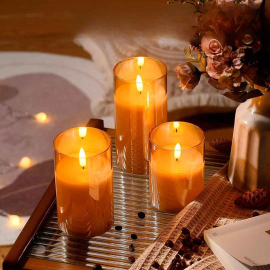 LED Glass Candle Set with Remote Control – Perfect for Christmas, Weddings, and Elegant Home Décor!