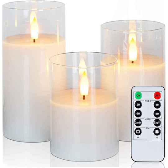 LED Glass Candle Set with Remote Control – Perfect for Christmas, Weddings, and Elegant Home Décor!