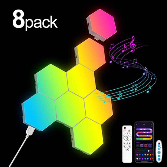 RGB Smart Hexagonal Wall Lamp - Music Rhythm APP For Gaming Room