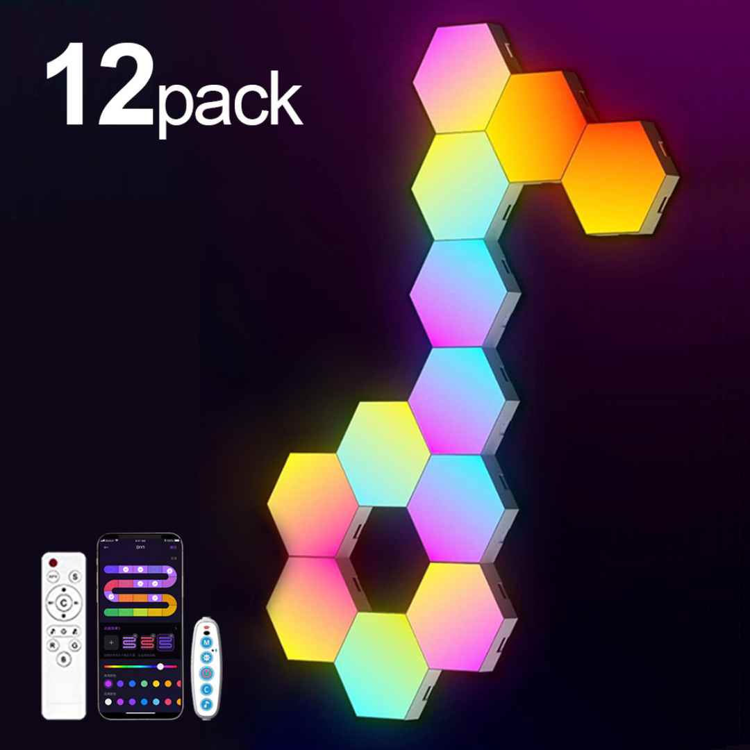 RGB Smart Hexagonal Wall Lamp - Music Rhythm APP For Gaming Room