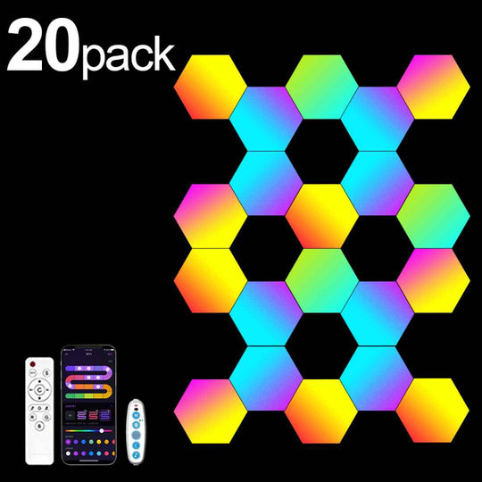 RGB Smart Hexagonal Wall Lamp - Music Rhythm APP For Gaming Room