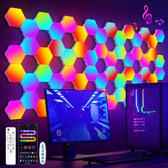 RGB Smart Hexagonal Wall Lamp - Music Rhythm APP For Gaming Room