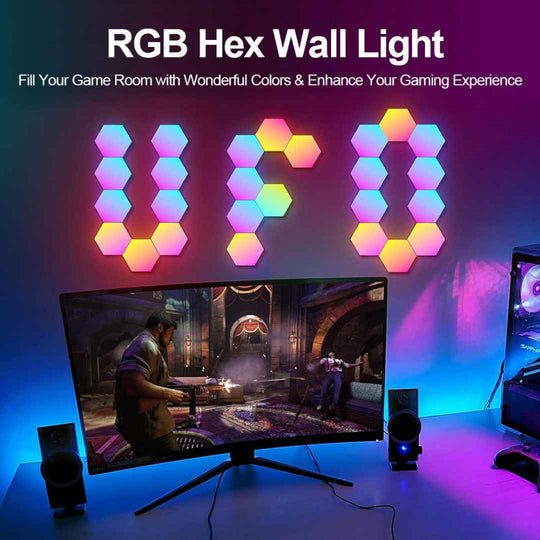 RGB Smart Hexagonal Wall Lamp - Music Rhythm APP For Gaming Room