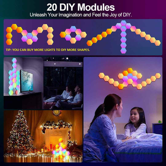 RGB Smart Hexagonal Wall Lamp - Music Rhythm APP For Gaming Room