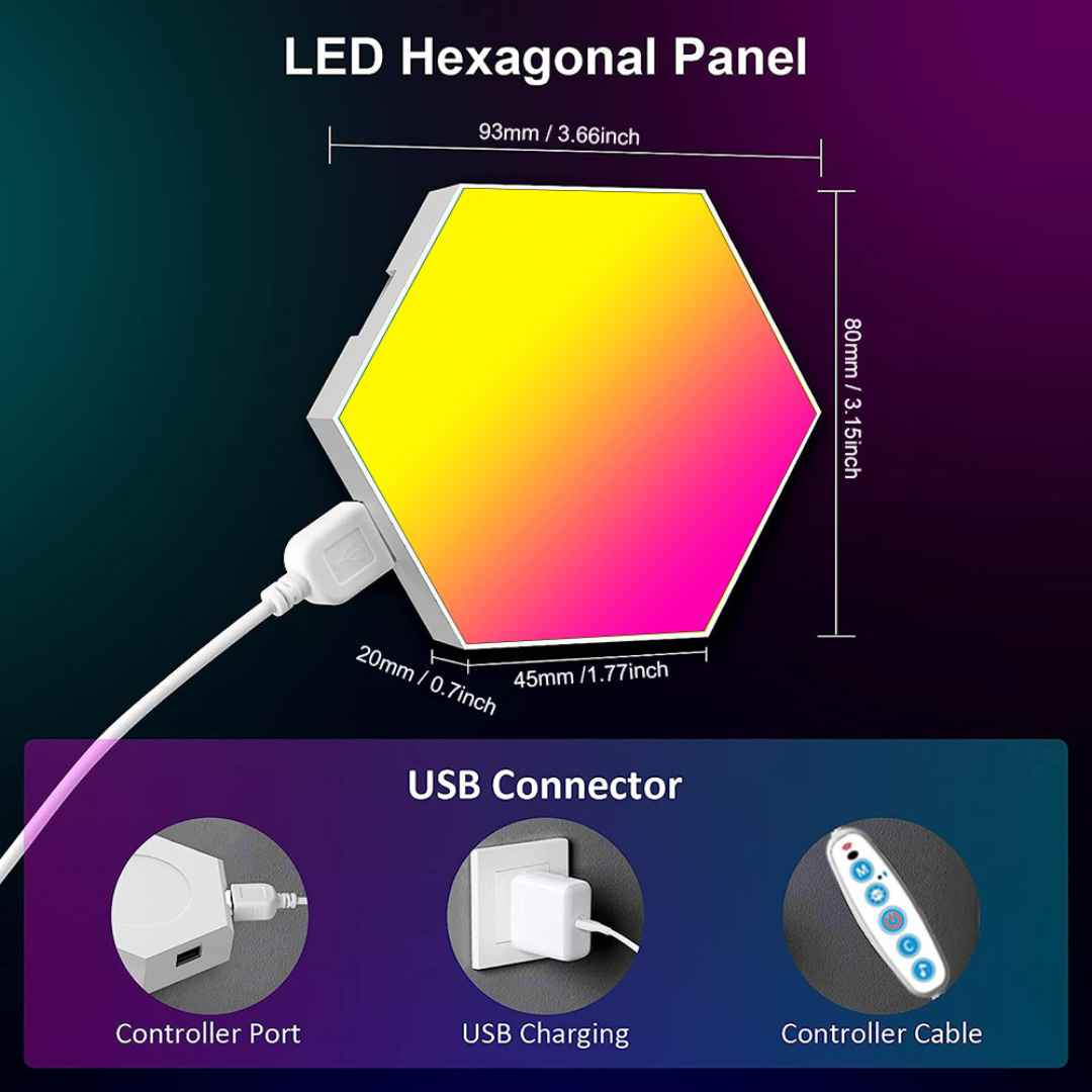 RGB Smart Hexagonal Wall Lamp - Music Rhythm APP For Gaming Room