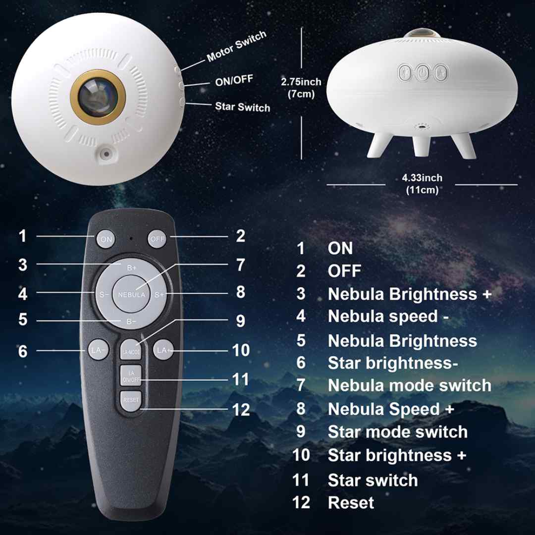 UFO Nebula Galaxy Projector – RGB Starry Sky Lamp & Flying Saucer Light